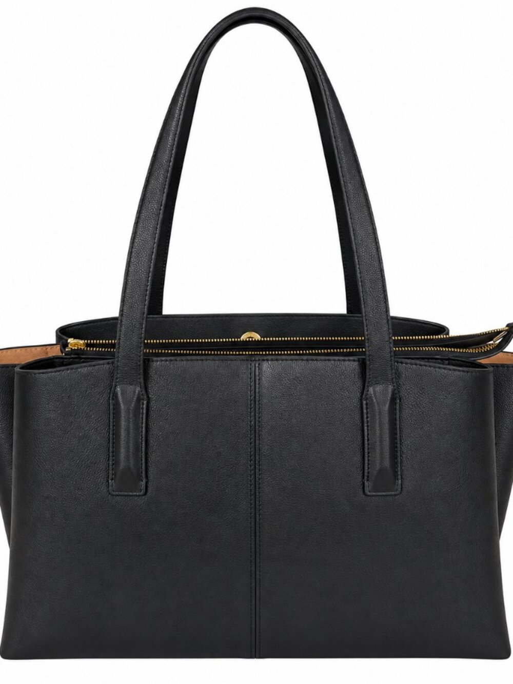 Classic Freya work tote in black with a beautiful Tan Interior Gold Hardware